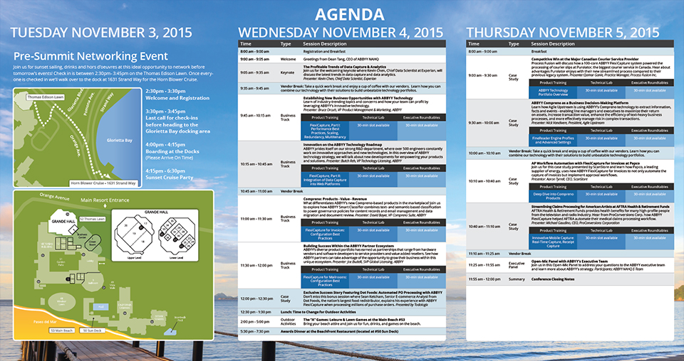 ABBYY 2015 Technology Summit Brochure using InDesign