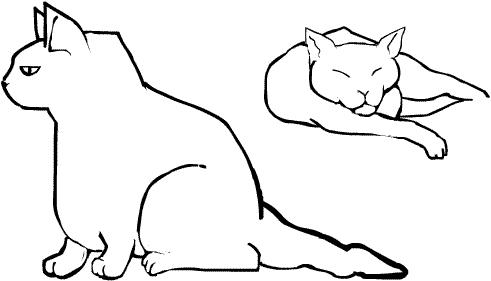 Stylized illustration of two cats